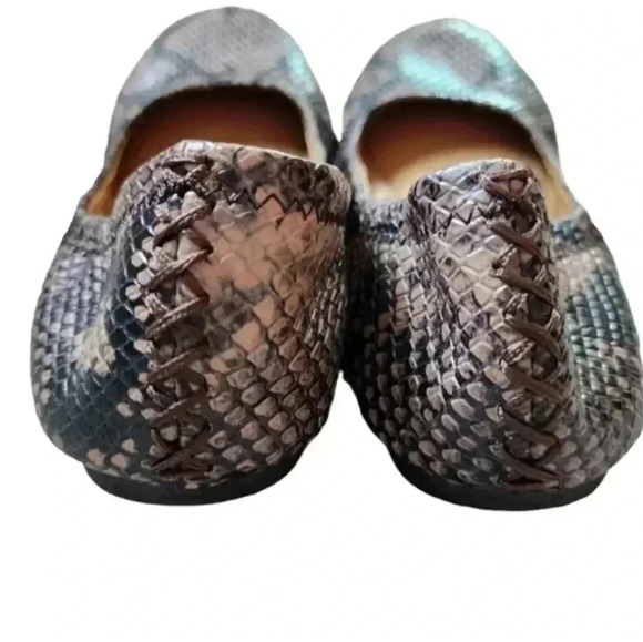 LUCKY Brand Emmie Ballerina Flat Snake Print Slip On  Shoes Black Cream Women 7 - Picture 6 of 11